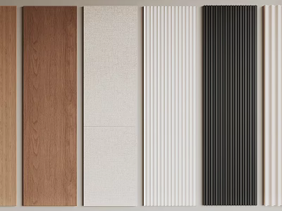Different Wall Paneling Styles With Wooden Beige White Black And Striped Textures 3d model