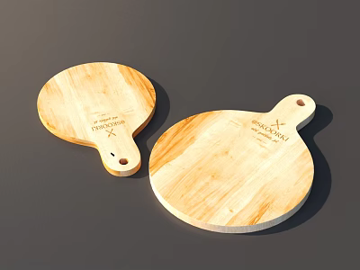 Wooden Round Cutting Boards With Handle And Brand Logo For Kitchen Use 3d model