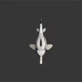 3D Model of Shark Creature Character With Silver Body Pink Eyes and Sharp Teeth