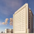 Modern White Architectural Complex Featuring High Rise Buildings And Open Urban Spaces 3d model