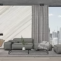 Modern sofa coffee table combination 3d model