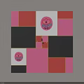 Colorful Patchwork Wall Clock Design With Pink Gray Orange Geometric Tiles Decor
