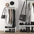 Modern Clothes Rack With Hanging Coats Sweaters Handbag Hats And Shoes Storage