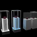 Modern Retail Display Cabinets with Electronic Items and a Woman Viewing