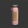 Elegant Pink Perfume Bottle With Gold Label Red Handle And Transparent Body