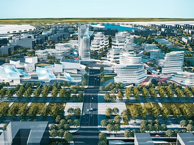 Modern Industrial Plant Park With Large Buildings Greenery And Efficient Infrastructure 3d model