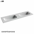 Modern White Double Countertop Washbasin With Sleek Design And Two Basins