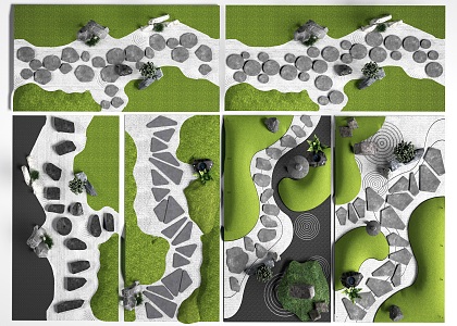 Chinese Style Ting Bu Shitou Road Qingshiban Road Landscape Garden Road Garden Paving Trail Garden Road 3d model