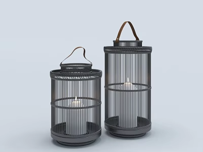 Candle lamp rattan craft wind lamp outdoor lamp 3d model