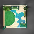 Interactive Zone Exhibition Booth Design With Green Plants And Tea Brand Signage