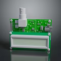 Green Electronic Circuit Board Module With Integrated Display Screen And White Components 3d model
