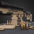 CAR MK20 Tactical Assault Rifle With Beige Finish Tactical Scope And Scattered Bullets