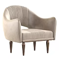 Elegant Beige Accent Chair With Vertical Tufted Pattern Curved Backrest And Brown Metal Legs
