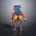Orange Mechanical Humanoid Robot With Transparent Head Blue Interior And Yellow Circular Parts