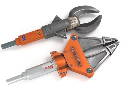 Hydraulic Cutter And Spreader Tools With Orange And Gray Parts 3d model
