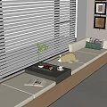 Modern Bay Window Cabinet Bay Window Middle Style Cushion Blinds Curtain Modern Bay Window Cushion Bay Window Cushion Bay Window Pillow 3d model