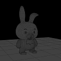 3D Rendered White Reptile Toy With Pink Ears And Bow Tie On Gray Floor