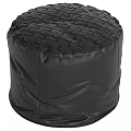 Brown And Black Leather Ottoman With Woven Texture For Home Decor