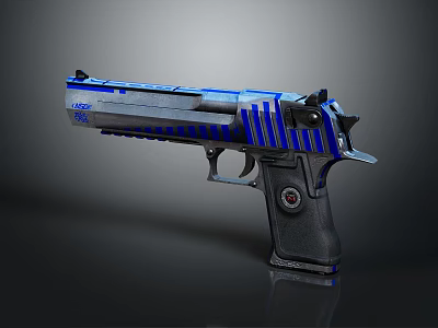 12GAG Striped Blue Gray Modern Pistol With Tactical Design And Sleek Appearance 3d model