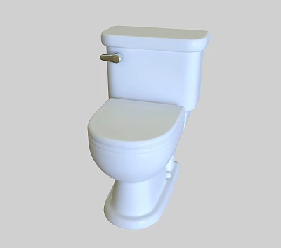 White Two Piece Toilet With Chrome Flushing Handle Modern Bathroom Fixture 3d model