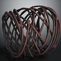 Woven Rattan Circular Decorative Basket For Home Living Room Decor