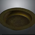 Vintage Brass Circular Basin With Textured Surface As Daily Household Item