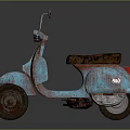 Vintage Light Blue Rusted Scooter With Rearview Mirrors And Classic Design