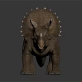 Realistic Triceratops Character 3D Model With Brown Skin Frilled Head And Horns