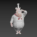 Cartoon Pig Chef Character Wearing White Uniform With Chef Hat And Red Bow Tie