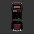 Vintage Red Classic Car with Black Roof and Retro Design Elements