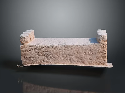 Natural Stone Bench With Rough Textured Surface And Solid Side Supports For Outdoor Decor 3d model