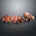Various Animal Figurines Collection Featuring Deer Pig Bear And Other Species