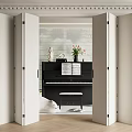 Elegant Interior With Open White Folding Doors And Black Piano Decorative Items