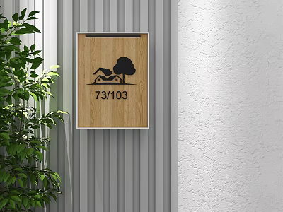Public Facility Wooden Sign With Rest Under Tree Art 73103 Near Green Plants On Wall 3d model