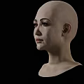 Bald Woman Front View Close Up Upper Body Portrait Isolated on Black Background