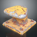 Industrial Rusted Yellow Bollard Component With Peeling Paint And Square Base