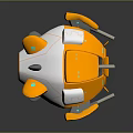 White and Orange Space Probe Featuring Blue Glowing Lens and Structural Components for Cosmic Exploration 3d model