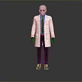A Man Wearing White Doctor Coat Glasses Striped Tie Black Pants And Shoes