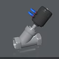 Industrial Valve Equipment With Silver Metal Body Black Control Component And Blue Connection Pipes