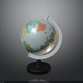 Detailed Colored Globe With World Map White Stand And Black Base