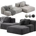 Modern Three-Seater Velvet Sofa Modular Design with Plush Cushions and Multiple Gray Tones