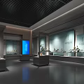 Modern Glass Museum Display Cabinets For Precious Antiques Exhibition With Elegant Indoor Space Lighting Design