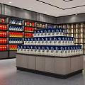 Specialty Store Interior With Colorful Product Shelves And Central Counter