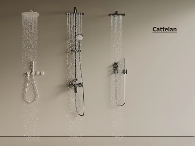 Modern Shower Systems With Three Design Options Featuring Rainfall And Handheld Sprayers 3d model