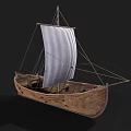 Traditional Wooden Sailing Boat With White Sail And Wooden Hull Design