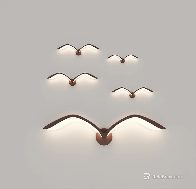 Modern Wing Shaped Wall Sconce With Metal Base And Soft White Lighting 3d model