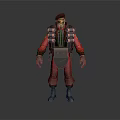 3D Character Model In Red Outfit With Black Vest Hat And Gear