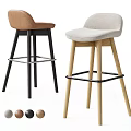 Modern Upholstered Bar Chairs With Solid Wood Legs In Multiple Colors For Home Bar Counter