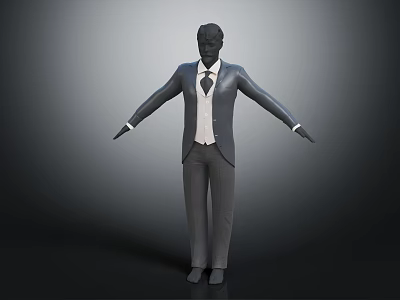 Men's Formal Attire With Suit Jacket Vest Tie And Dress Pants 3d model