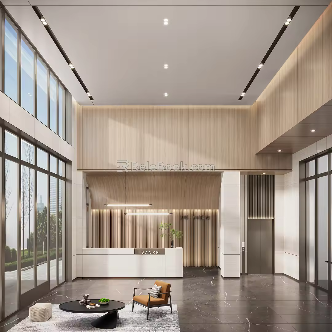 Modern Hall Community Lobby 3d model